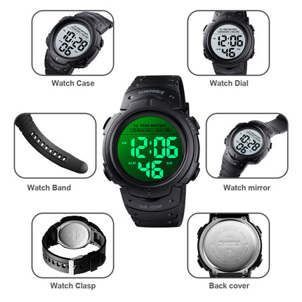 Men's Digital Sports Watch LED Waterproof Casual Luminous Watch