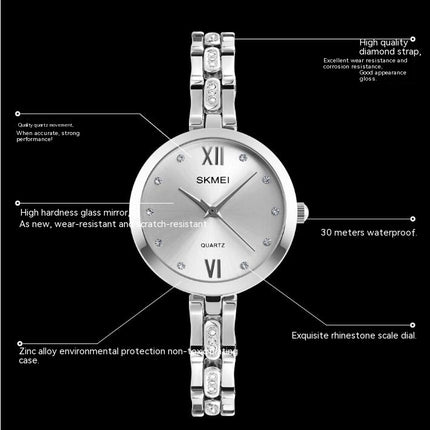 Women's Diamond Watches Analog Quartz Waterproof Stainless Steel Wristwatch