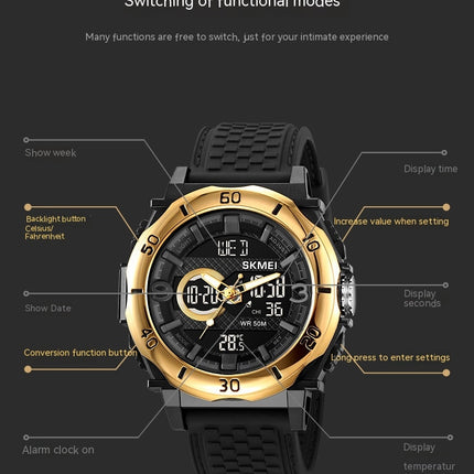 Men's Waterproof Electronic Watch，Luminous Multifunctional Watch