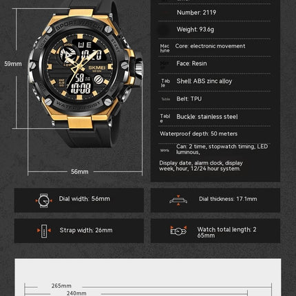 Men's Military Digital Watch，Waterproof Watches with Multi Function LED Alarm Analog Watches