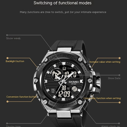 Men's Military Digital Watch，Waterproof Watches with Multi Function LED Alarm Analog Watches