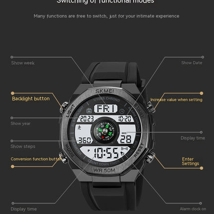 Men's Digital Sport Watches Waterproof Wrist Watches for Men with Alarm LED Back Light