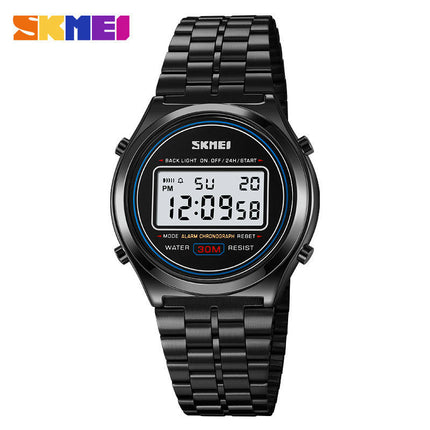 Watches for Men Electronic LED Multifunctional Waterproof Stainless Steel Wristwatch