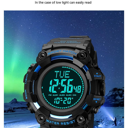 Men's Sports Electronic Watch, Multifunctional Waterproof LED Wristwatch with Stopwatch