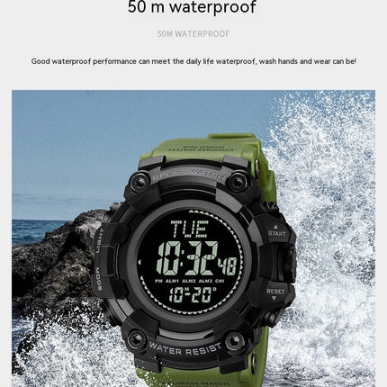 Men's Sports Electronic Watch, Multifunctional Waterproof LED Wristwatch with Stopwatch