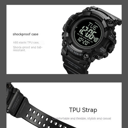 Men's Sports Electronic Watch, Multifunctional Waterproof LED Wristwatch with Stopwatch