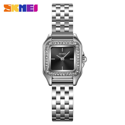 Women's Analogue Quartz Watch with Stainless Steel Strap Waterproof Square Wristwatch