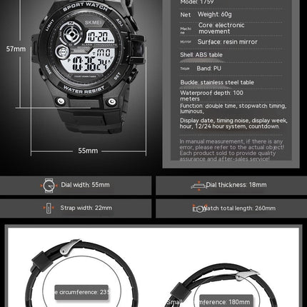 Men's Multifunction Digital LED Watch Electronic Waterproof Sports Watch