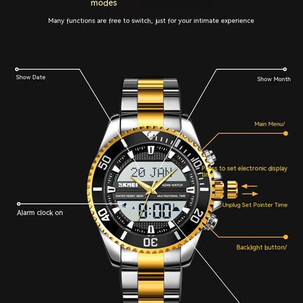 Men's LED Analog Digital Date Week Sports Outdoor Steel Watch