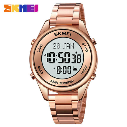 Men's Digital Watch Stainless Steel Band Wrist Watches for Men with Alarm LED Back Light