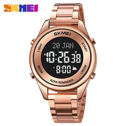 Men's Digital Watch Stainless Steel Band Wrist Watches for Men with Alarm LED Back Light