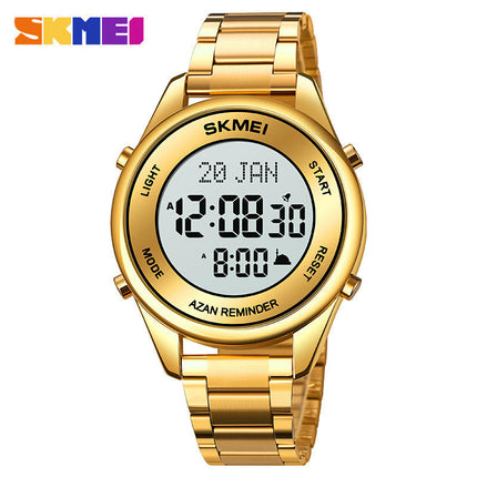 Men's Digital Watch Stainless Steel Band Wrist Watches for Men with Alarm LED Back Light