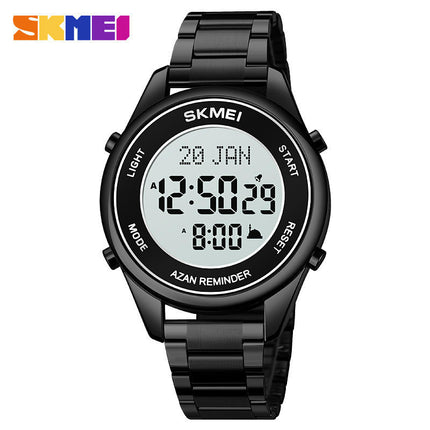 Men's Digital Watch Stainless Steel Band Wrist Watches for Men with Alarm LED Back Light