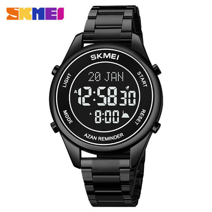 Men's Digital Watch Stainless Steel Band Wrist Watches for Men with Alarm LED Back Light