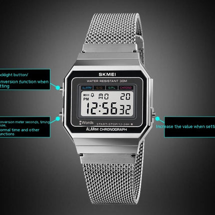 Men's Digital Watch Staineless Steel Bracelet Watch