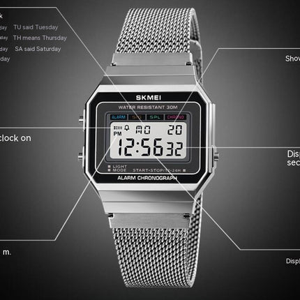 Men's Digital Watch Staineless Steel Bracelet Watch