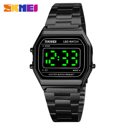 Men's Digital Stainless Steel Watch Backlit Multifunction Waterproof Sport Watches