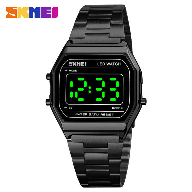 Men's Digital Stainless Steel Watch Backlit Multifunction Waterproof Sport Watches