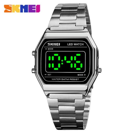 Men's Digital Stainless Steel Watch Backlit Multifunction Waterproof Sport Watches