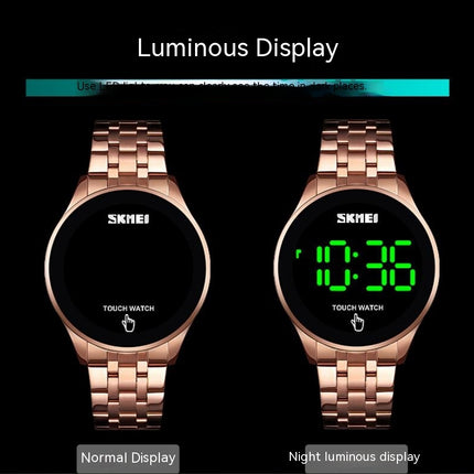 Touch Screen Digital LED Waterproof Men Sport Casual Stainless Steel Wrist Watch