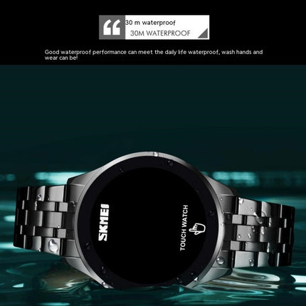 Touch Screen Digital LED Waterproof Men Sport Casual Stainless Steel Wrist Watch