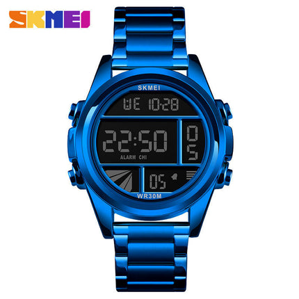 Men's Digital Watch Fashion Sports Stainless Steel Waterproof Wristwatch