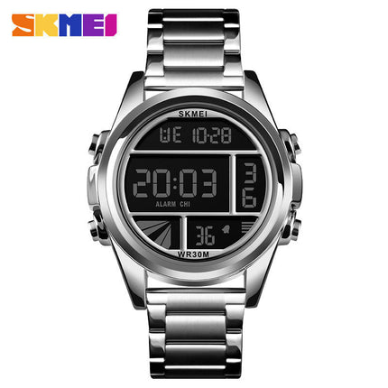 Men's Digital Watch Fashion Sports Stainless Steel Waterproof Wristwatch