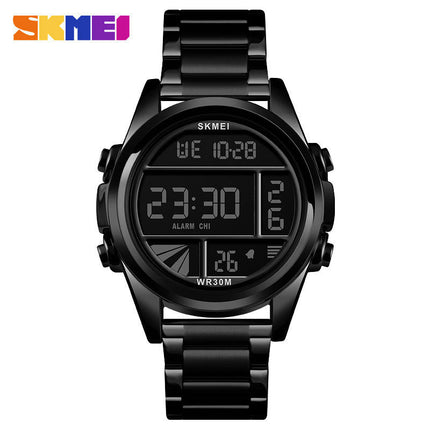 Men's Digital Watch Fashion Sports Stainless Steel Waterproof Wristwatch