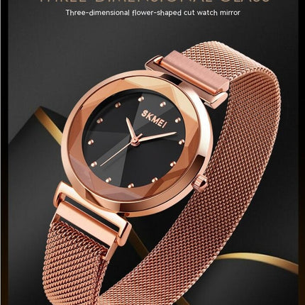 Women Stylish Watch Stainless Steel Mesh Band Watch