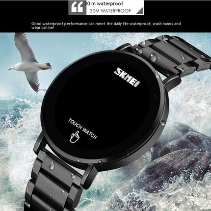 Touch Screen Digital LED Waterproof Men Sport Stainless Steel Wrist Watch