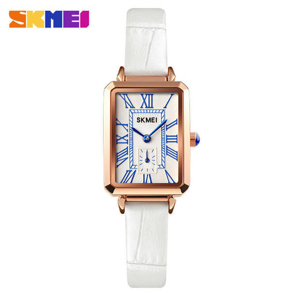 Women Quartz Watch Lady Stylish Rectangle Dress Watch with Leather Strap