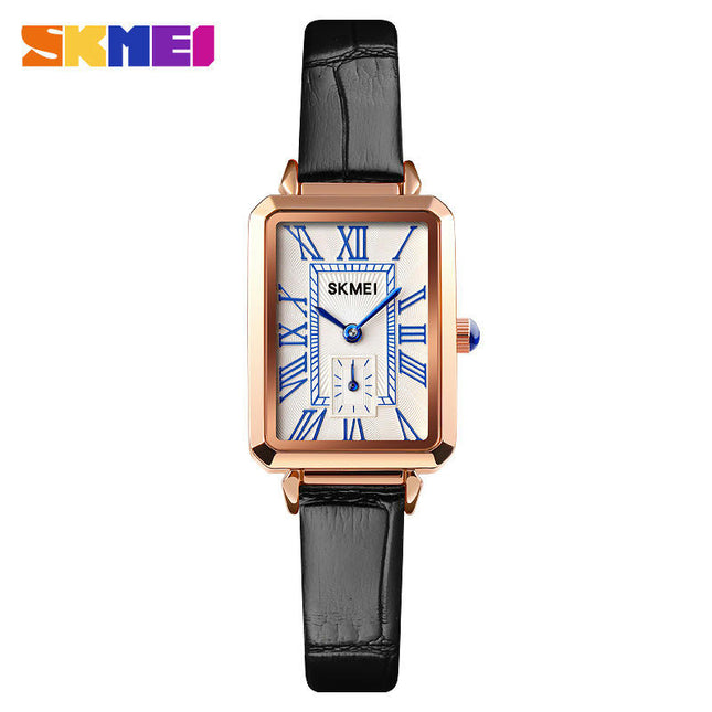 Women Quartz Watch Lady Stylish Rectangle Dress Watch with Leather Strap