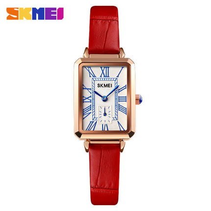 Women Quartz Watch Lady Stylish Rectangle Dress Watch with Leather Strap