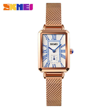 Women Quartz Watch Lady Stylish Rectangle Dress Watch with Leather Strap