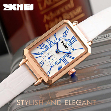 Women Quartz Watch Lady Stylish Rectangle Dress Watch with Leather Strap