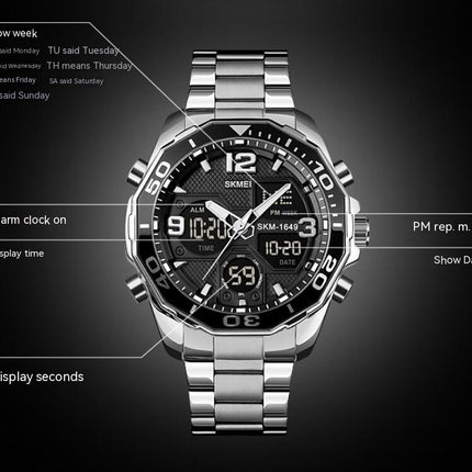 Men's Multifunction Waterproof Sport Digital Watch with Dual Time