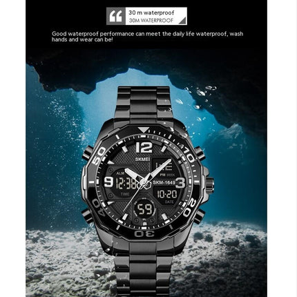 Men's Multifunction Waterproof Sport Digital Watch with Dual Time