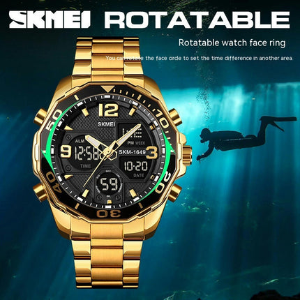 Men's Multifunction Waterproof Sport Digital Watch with Dual Time