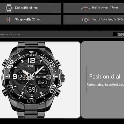 Men's Multifunction Waterproof Sport Digital Watch with Dual Time