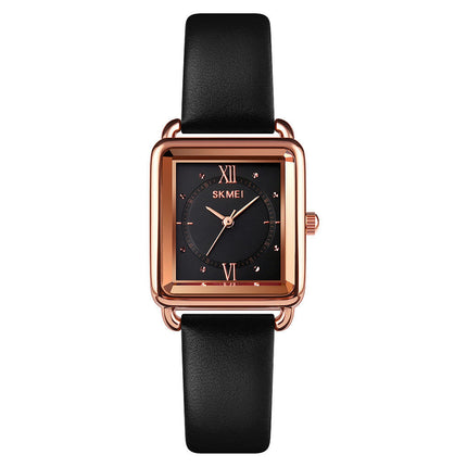 Women’s Fashion Quartz Watch Waterproof Square Watch with Leather Strap