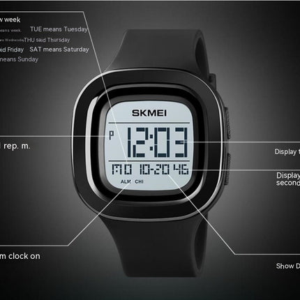 Mens Digital Watch Waterproof Wrist Watch Sport Square Digital Watches