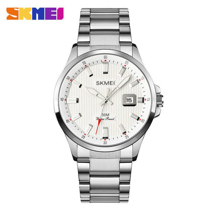 Watches for Men Stainless Steel Waterproof Calendar Quartz Wristwatches