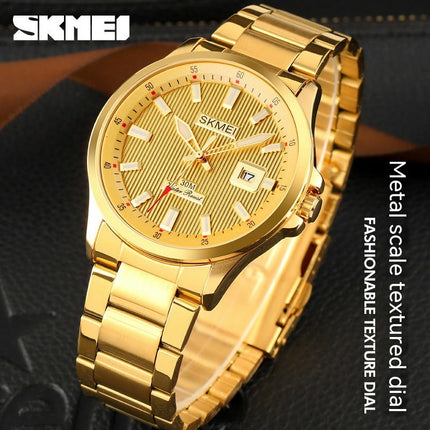 Watches for Men Stainless Steel Waterproof Calendar Quartz Wristwatches