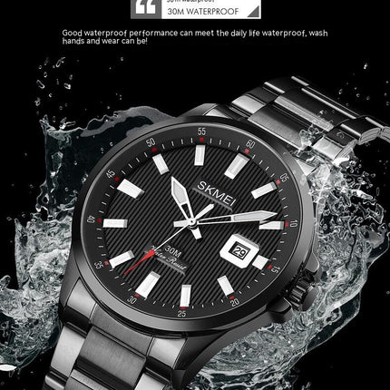 Watches for Men Stainless Steel Waterproof Calendar Quartz Wristwatches