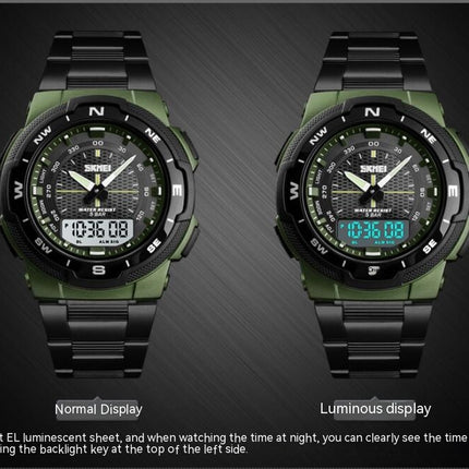 Men's Digital Dual Display Watches Multifunctional Waterproof Watch