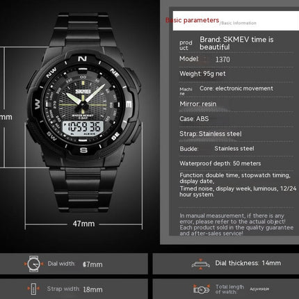 Men's Digital Dual Display Watches Multifunctional Waterproof Watch