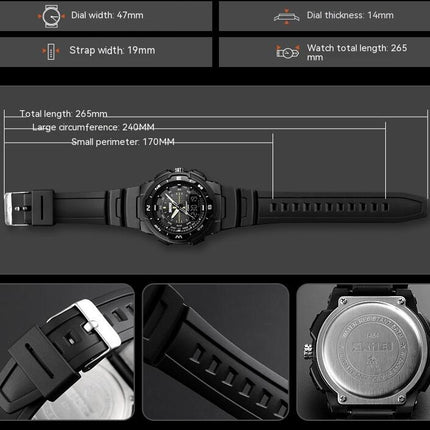 Men's Watches Multi Function Waterproof Sports Backlight Dual Time Watch