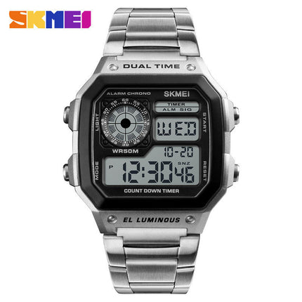 Men's Digital Multi-Function Watches Dual Time Waterproof Watch