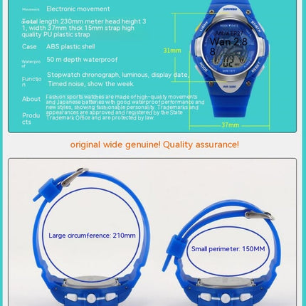 Boy's Waterproof Electronic Watches Alarm Luminous Wristatches