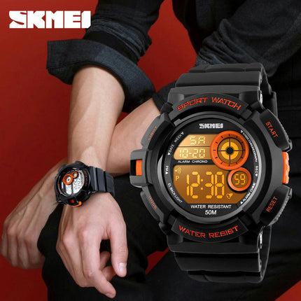 Men's Boy's Sports Multifunction Waterproof Digital Watch Electronic Alarm Backlight Watch